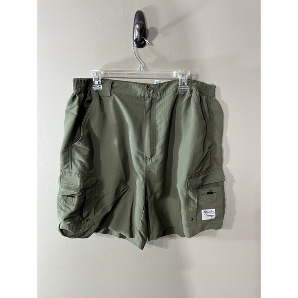 Bimini Bay Shorts Mens 42 Green Cargo Nylon Elastic Hiking Outdoor Fishing - Picture 1 of 11